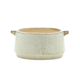 White Terra Cotta Handled Planter (size: 3.5"H)