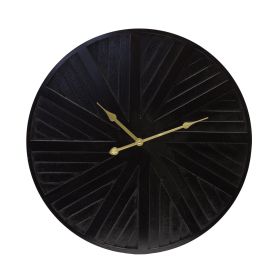 Modern Numberless Wall Clock Wood/Iron 1 AA Battery, Not Included (Color: Black 19.5")