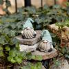 Sage Green & Blue Garden Gnome Figurines (Set of 4) Resin