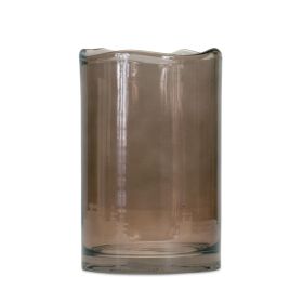 Brown Glass Wavy Edge Vase (size: 5"D x 8"H)
