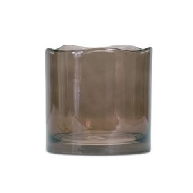 Brown Glass Wavy Edge Vase (size: 5.75"D x 6"H)