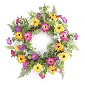 Mixed Color Floral Wreath Polyester (Option: 18" Yellow/Pink/Orange)