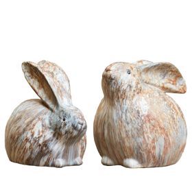 Rabbit (Set of 2) 6"H Resin (Option: 2pc Brown/Green 6")