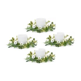 Mixed Floral and Foliage Candle Ring (Fits a 6" Candle) (Option: 4pc White 17")