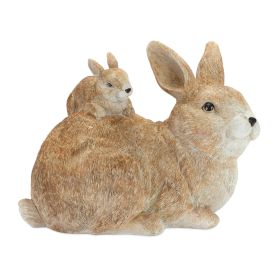 Resin Mother and Baby Bunny Rabbit Figurines (Option: 1pc Laying 9.75"x7")