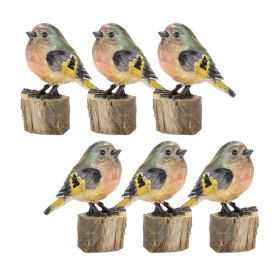 Bird on Stump Resin Figurine (Option: 6pc, Gold/Brown)