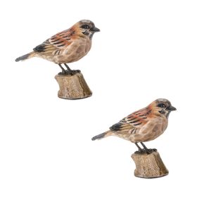 Bird on Stump Resin Figurine (Option: 2pc, Brown/Orange)