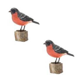 Bird on Stump Resin Figurine (Option: 2pc, Red/Black)