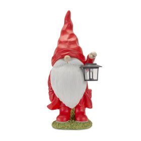 Bright Red Gnome Resin Figurine - Spring Decorations (Option: Large Lantern 24.75")
