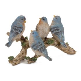 Birds on Branch Resin Figurine (Color: Blue/Brown)