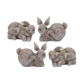 Bunny (Set of 4) 3"H, 4"H Resin (Option: Grey)