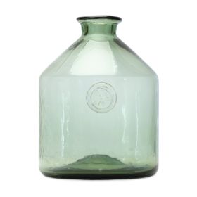 Sage Green Glass Bottle Vase (Option: 7"D x 9"H Bevel)