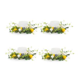 Mixed Floral and Foliage Candle Ring (Fits a 6" Candle) (Option: 4pc Lemon 19")
