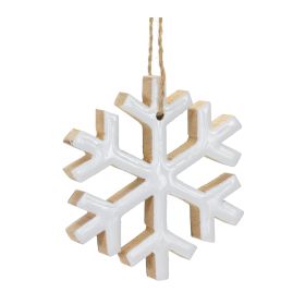 Snowflake Ornament (Set of 12) 4"H MDF (Option: White)