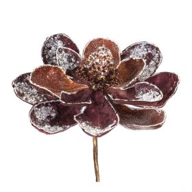 Artificial Magnolia Flowers -  Sprays, Stems (Option: 2pc Brown/Silver Glitter 19")