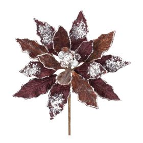 Poinsettia - Artificial Flowers (Option: 2pc, 27" Brown Snowy)