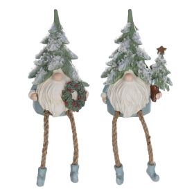 Christmas Gnome Figurines with Dangling Legs (Set of 6) Resin (Option: Tree Hat 5.25")