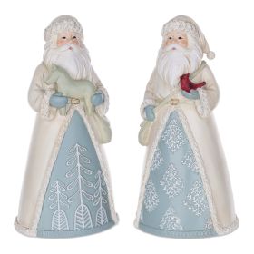 Santa Figurines (Set of 2) Resin (Option: 10.5" Blue)