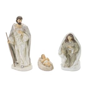 Holy Family Figurines(Set of 3) Resin (Color: Champagne Glitter)