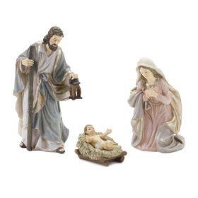Holy Family Figurines(Set of 3) Resin (Color: Blue/Pink)