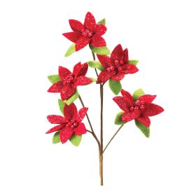 Poinsettia - Artificial Flowers (Option: 6pc, 26" Spray)