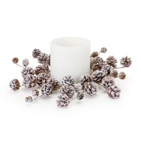 Christmas Candle Ring Set (Fits a 6" Candle) (Option: 2pc Snowy Pinecone 16")