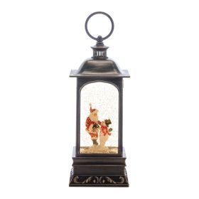 Rustic Snow Globe Lantern 10.5"H Plastic 6 Hr Timer 3AA Batteries Not Included or USB Cord Included (Option: Santa/Snowman)
