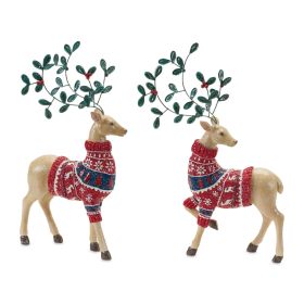 Resin Christmas Reindeer Deer Figurines (Option: 2pc, 14.5" Sweater)