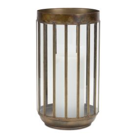 Bronze Candle Holder 8"D Iron/Glass (size: 14.75"H)