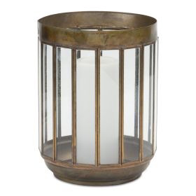 Bronze Candle Holder 8"D Iron/Glass (size: 10.75"H)