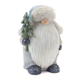 Resin Winter Gnome Figurines (Option: 2pc Blue/Tree 8.25")