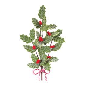 Artificial Holly Leaf Branch Spray (Option: 6pc Fabric 22.5")