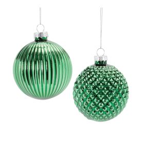 Ball Ornament (Set of 12) 4"D Glass (Option: Green)