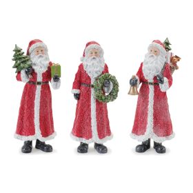 Santa Figurines Set Resin (Option: 3pc Tree/Wreath/Bag 15")
