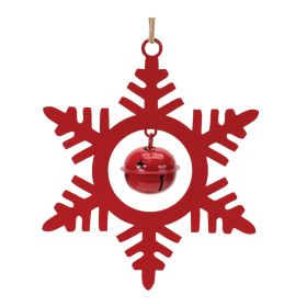 Snowflake Ornament w/Bell (Set of 12) 6.5"H Iron (Option: Red)