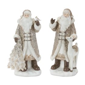 Santa Figurines (Set of 2) Resin (Option: 12" Champange)