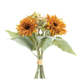 Artificial Mum Flowers Polyester (Option: 2pc Orange 17")