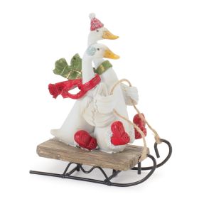 Christmas Goose Geese Figurines Resin (Option: 4pc Sledding 5.25")