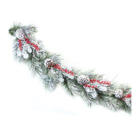 Artificial Floral & Greenery Garland 6'L Plastic (Option: Snowy Pine/Berry)