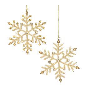 Snowflake Ornament (Set of 12) 5.5"H Iron/Glass (Option: Gold)