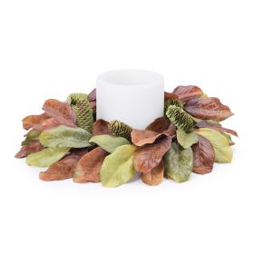 Autumn Fall Candle Ring PVC (Fits a 6" Candle) (Option: Magnolia 17")