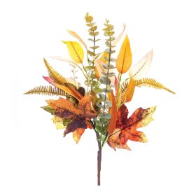 Mixed Fall Leaf Artificial Foliage Polyester (Option: 2pc Spray 28")