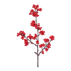 Berry Spray, Branch, & Bundle - Artificial Flowers & Foliage for Vases (Option: 6pc, 23" Red)