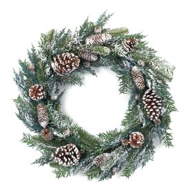 Winter Holiday Pine Wreath Plastic (Option: 26" Snowy)