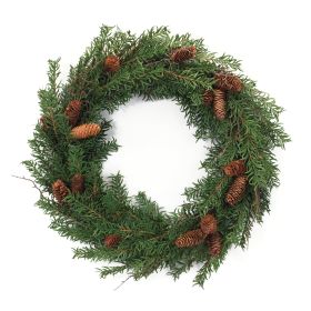 Pine Wreath 26"D Plastic (Option: Green, Brown)
