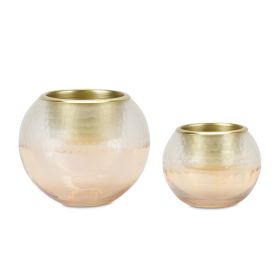 Votive Holder (Set of 2) 3.5"H, 5"H Glass (Option: Gold)