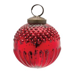 Ball Ornament (Set of 6) 3"D Glass (Option: Red)