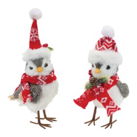 Feathered Winter Bird Figurines Foam/Polyester (Option: 6pc Hat/Scarf 8.5"/10.5")