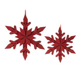 Snowflake Ornament (Set of 4) 14"H, 18"H Wood (Option: Red)