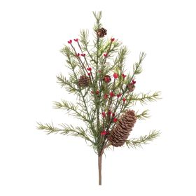 Pine Spray - Artificial Foliage Plastic (Option: 6pc Berry/Cone 20")